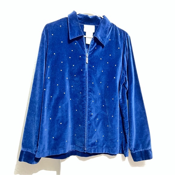 Quacker Factory  Blue Velvet Jacket :BOX X - Picture 1 of 12